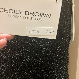 Vintage black beaded draped neckline top cecily brown. NEVER WORN